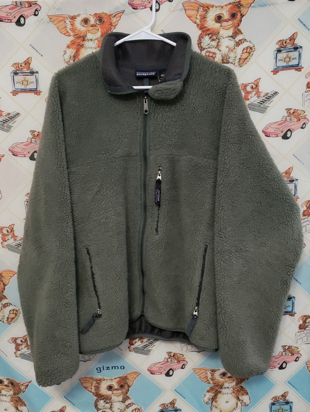 Vintage Patagonia Sherpa Jacket Mens Large Army Olive Green Deep Pile Synchilla